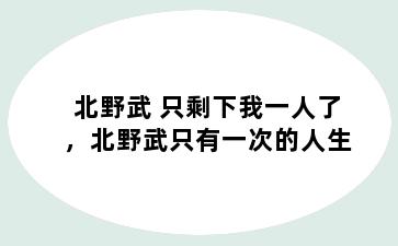 北野武 只剩下我一人了，北野武只有一次的人生